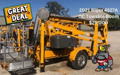 2021 Biljax 4527A DC Powered Towable Boom Lift for Sale – $25,000